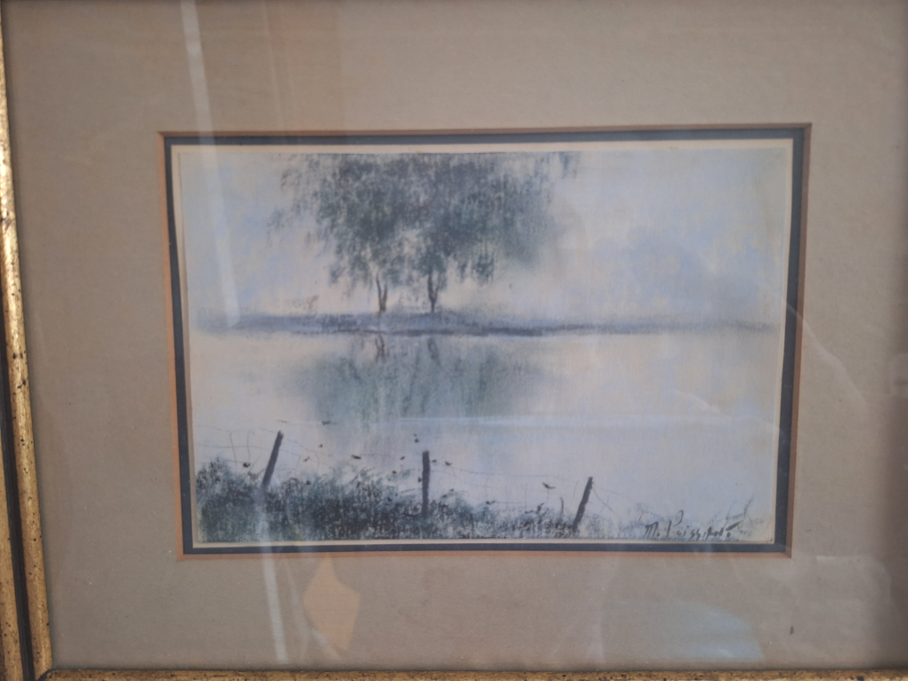A Vintage Pair of  Watercolor Paintings by M. Poissant