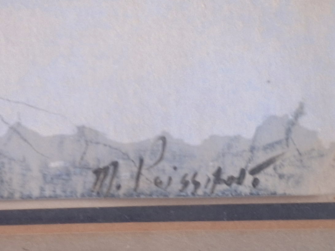 A Vintage Pair of  Watercolor Paintings by M. Poissant - photo 3
