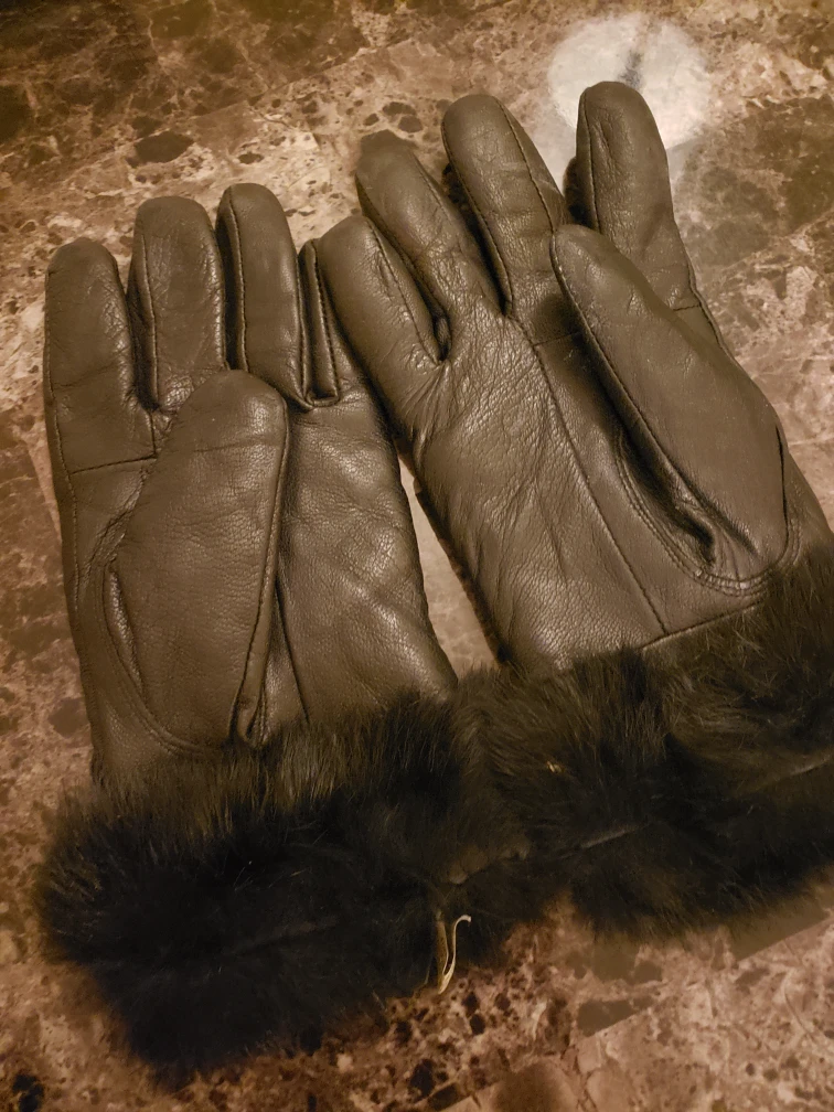 Leather Gloves with Fur Trim - photo 2