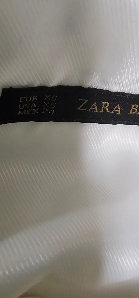 Zara Basic White and Tan Dress with Beaded Collar image indicator(6)