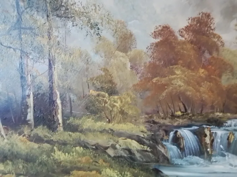 Large Framed Waterfall Oil Painting image indicator(3)