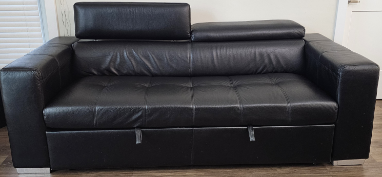 Black Leather Sofa Bed - photo 4