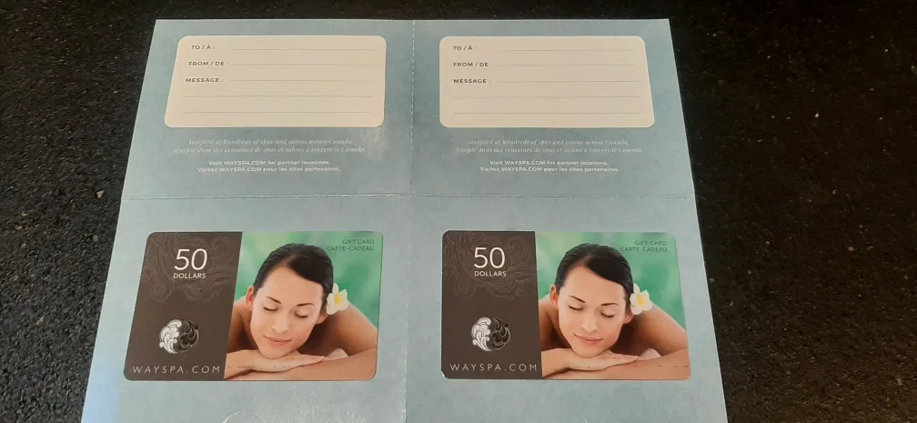 2 - Wayspa Gift Card $100 value both for $30 image indicator(2)