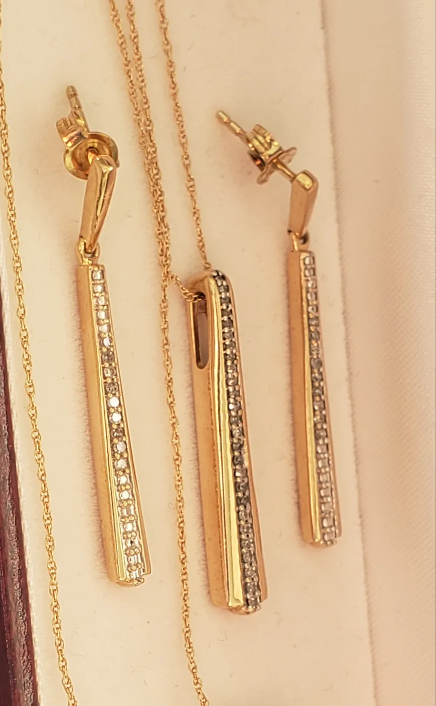 14k Gold Diamond  Necklace Earrings Set sale with certificate image indicator(5)