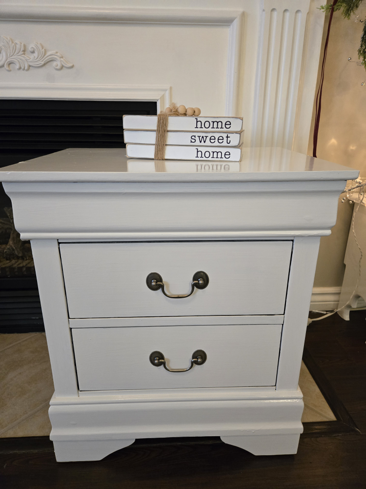 White End Table with Two Drawers