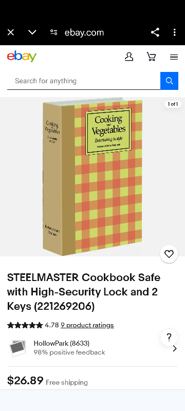 #thrifty picks steelmaster cookbook book safe - photo 3