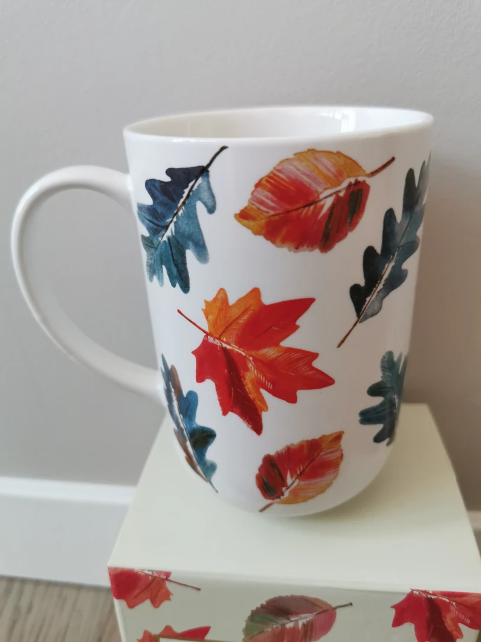 Coffee or Tea Mug with Infuser and Lid (16 oz) - Autumn Leaves - photo 2