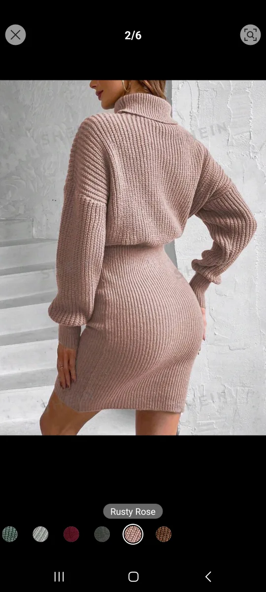 Shein Knitted Turtleneck Dress image indicator(2)