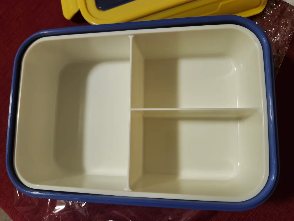 Yellow and Blue Lunch Container with Utensils image indicator(2)