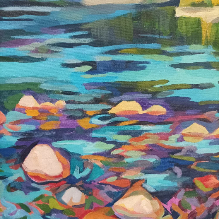 Original Acrylic Painting - Lake and Mountains image indicator(5)