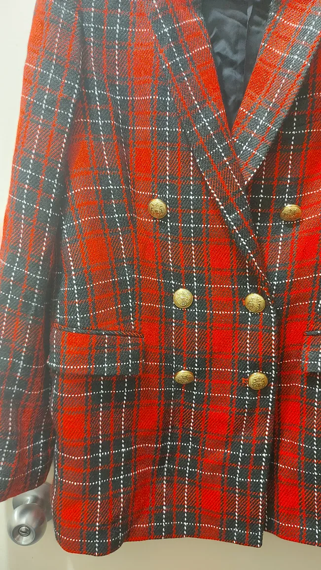 Zara Red Plaid Blazer image indicator(3)