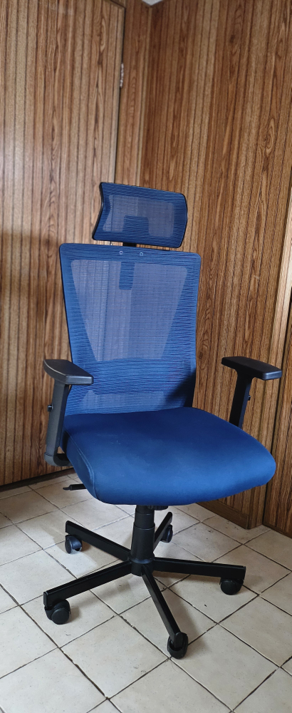 Blue Mesh Office Chair with Headrest - photo 3