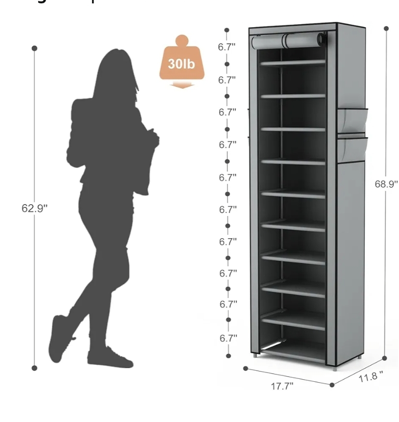 10 Tier Fabric Shoe Rack Organizer - photo 2
