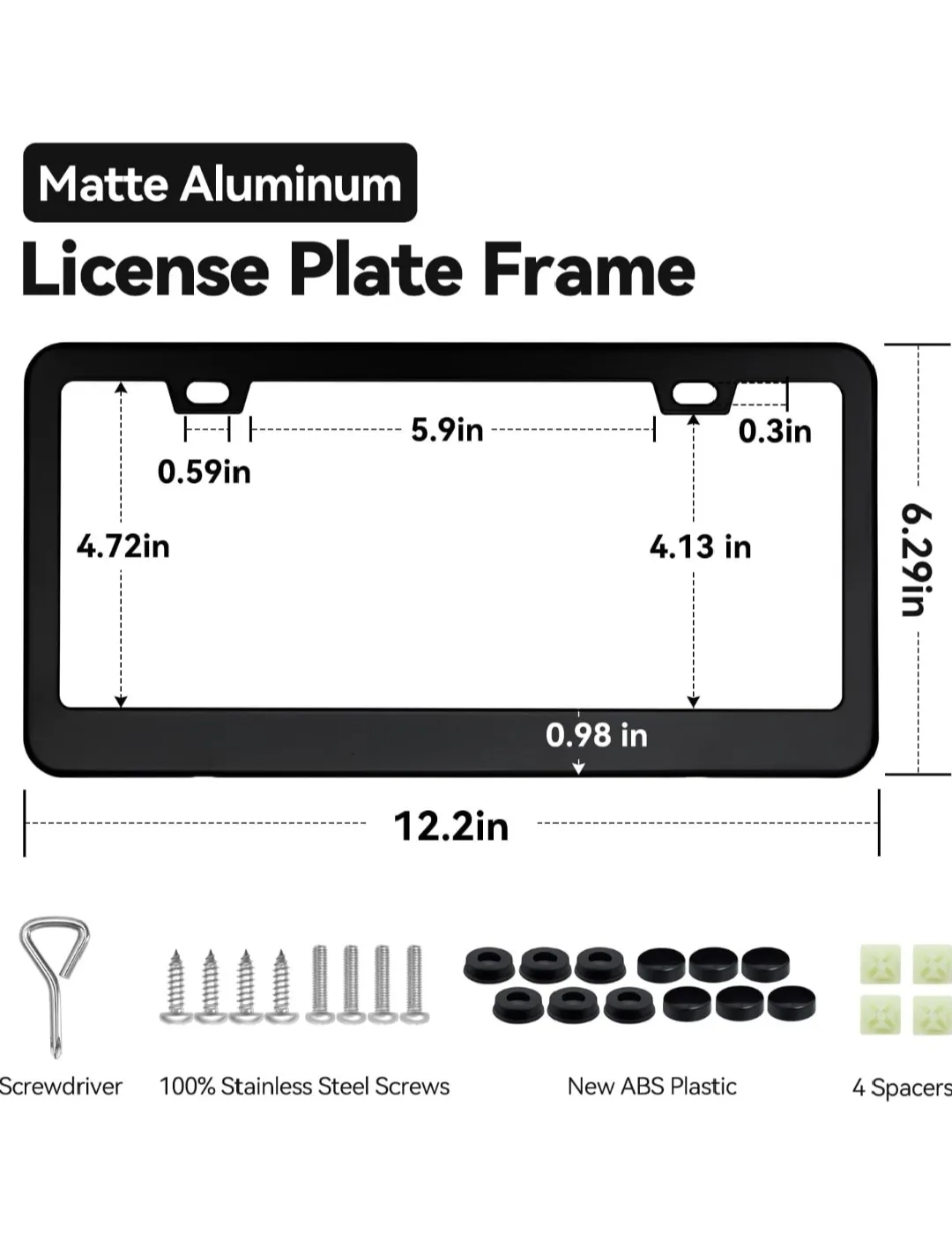 License Plate Frames 2 Pack Black Matte Aluminum image indicator(3)