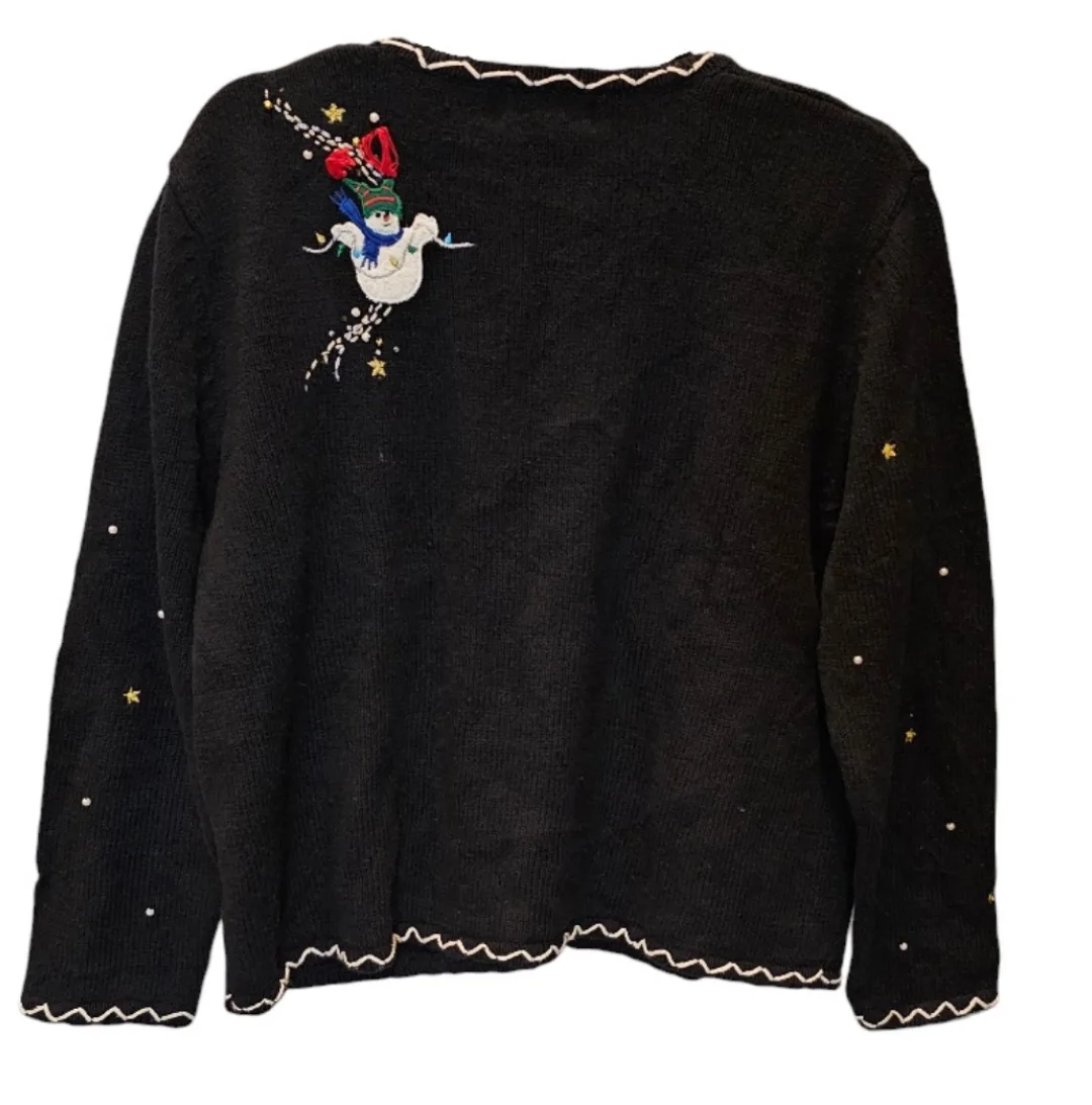 Vintage Black Christmas Snowman Sweater image indicator(2)