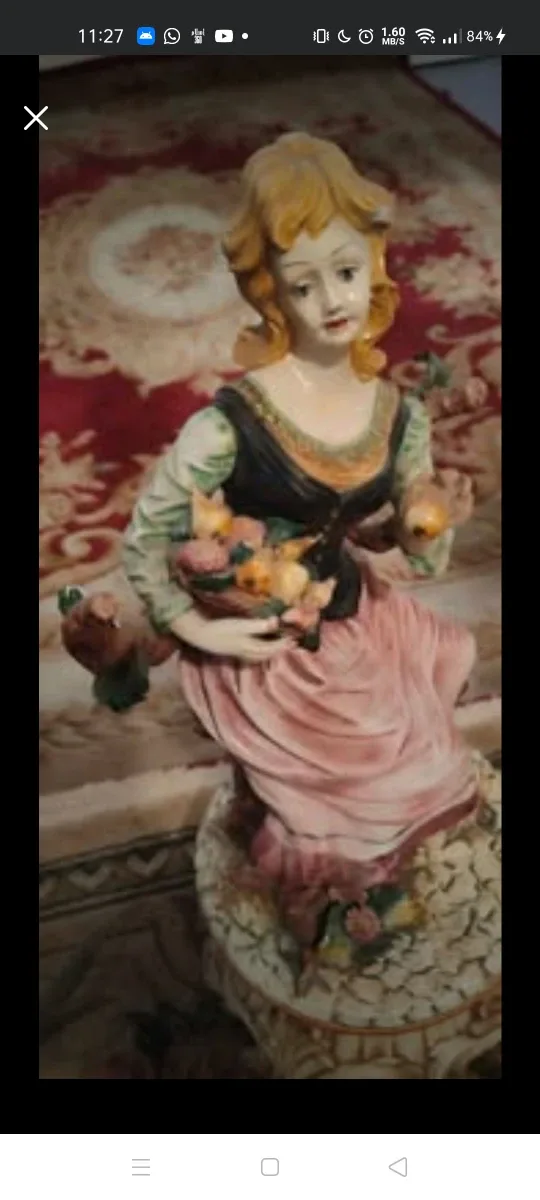 Vintage Porcelain Figurines CAPODIMONTE PAIR  size 19" image indicator(2)