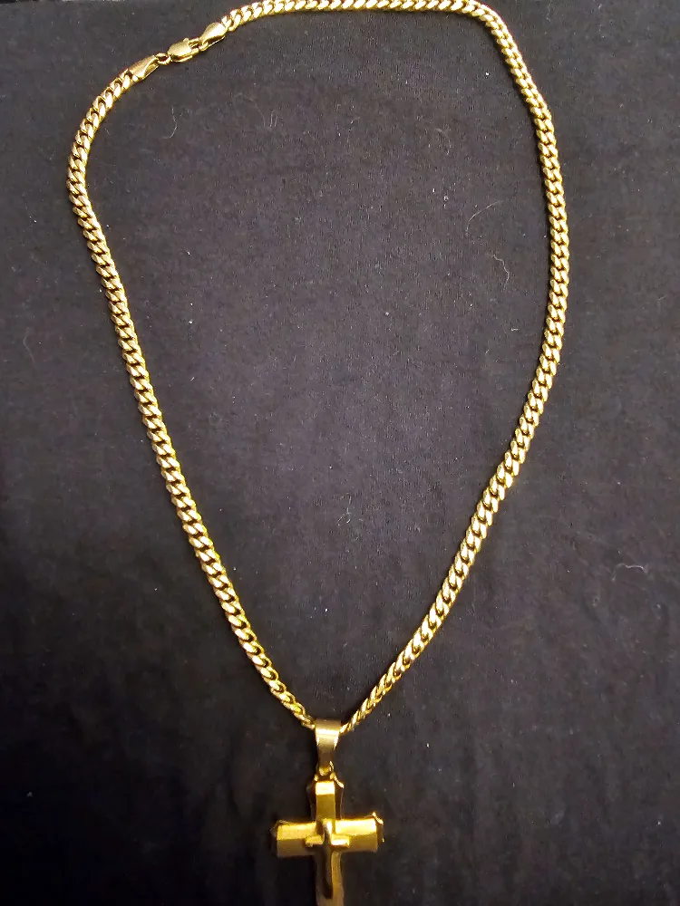 Gold filled  Curb Chain with Cross Pendant image indicator(3)