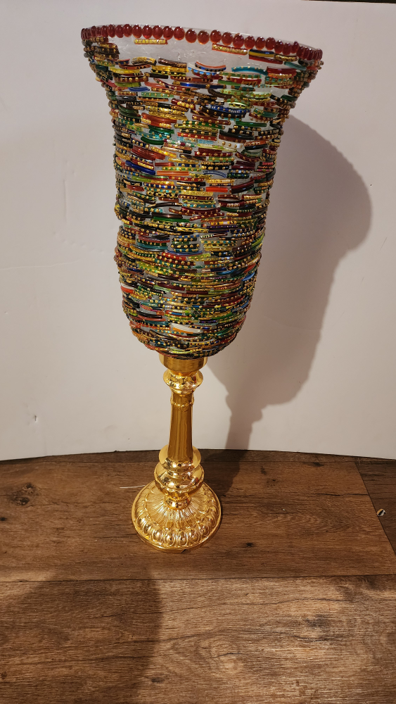 Mosaic Glass Centrepieces with real brass base - photo 5