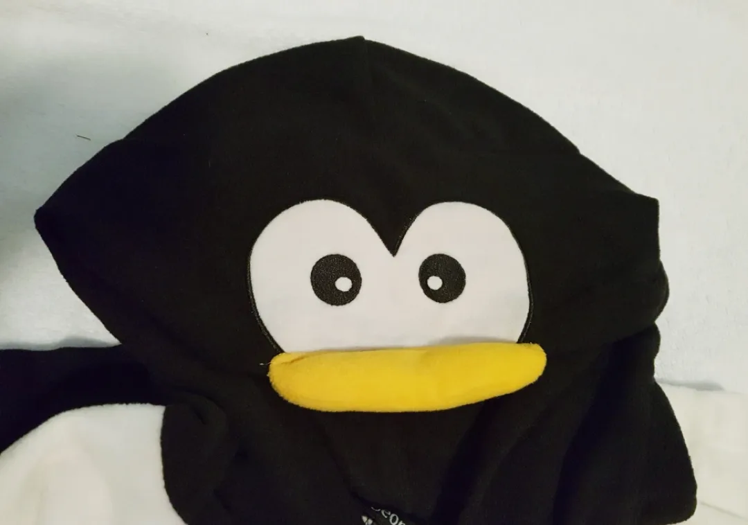 NEW Adult Penguin 2 piece fleece hooded pjs image indicator(2)