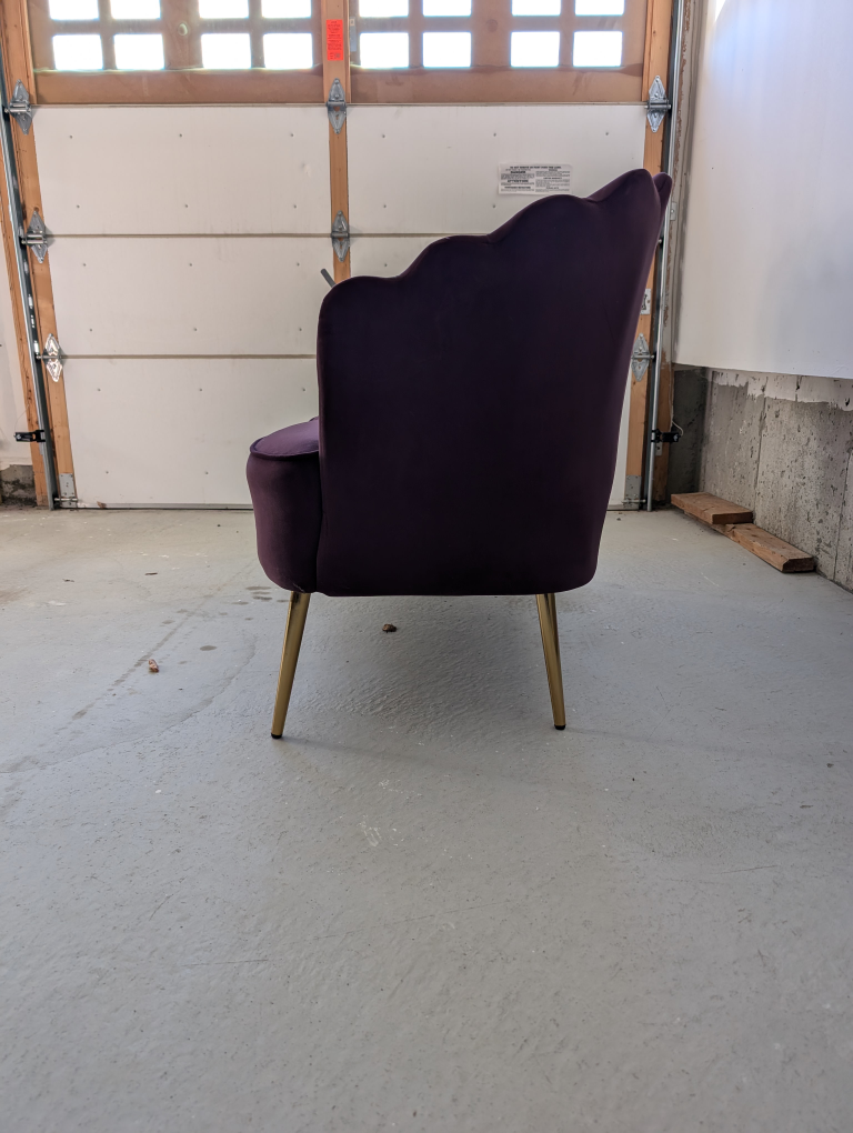 Purple Velvet Loveseat with Gold Legs - photo 2