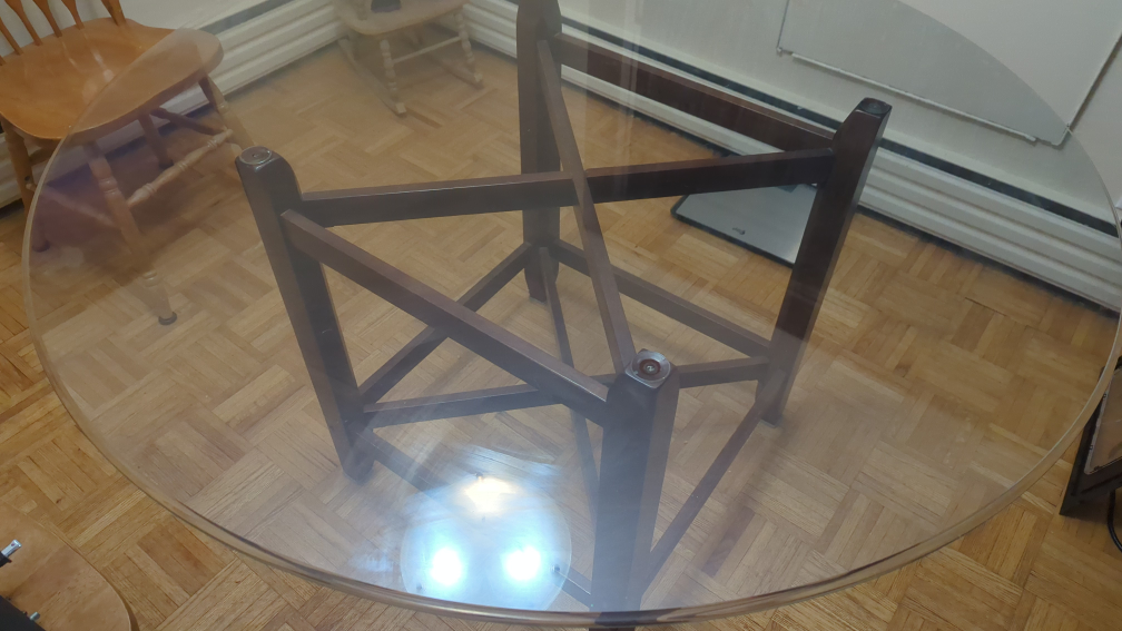 glass top table and 4 wooden chairs - photo 2