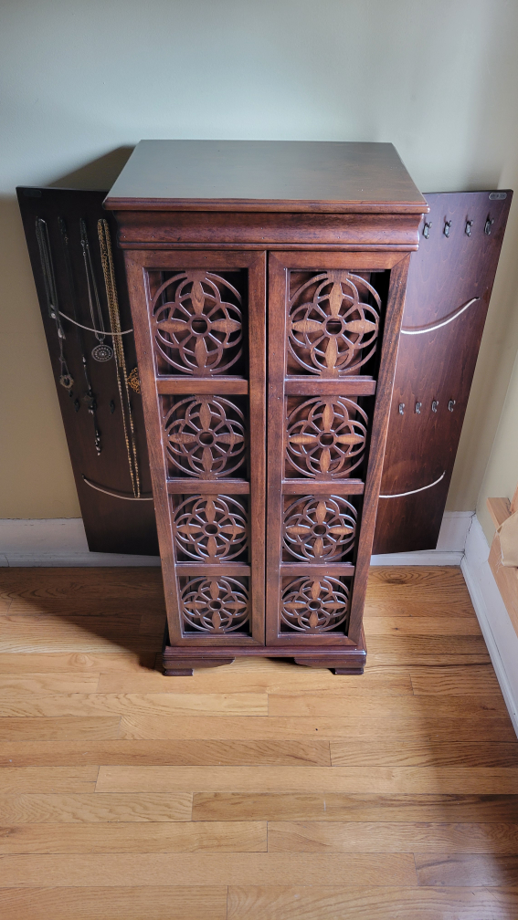 Wood Jewelry Armoire with Mirror and Drawers - photo 5