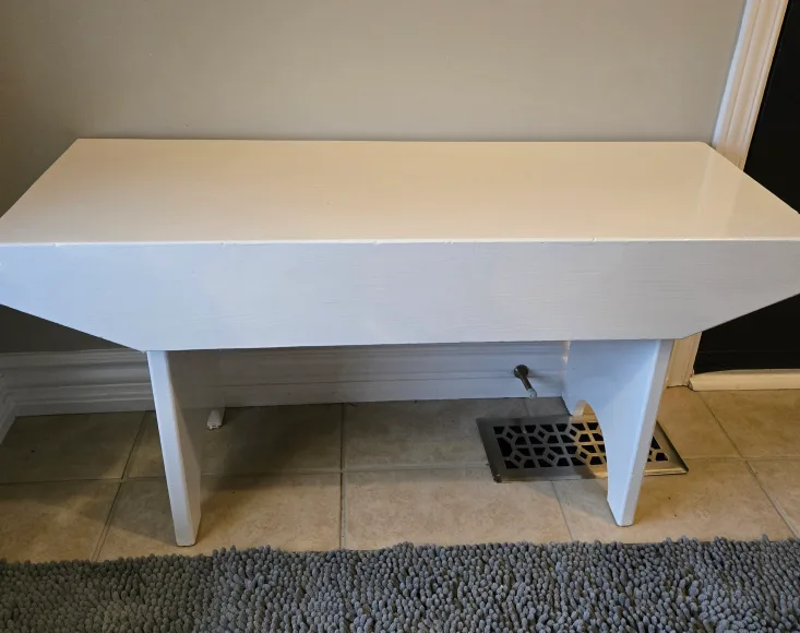 White Wooden Bench with Heart Cutout image indicator(2)