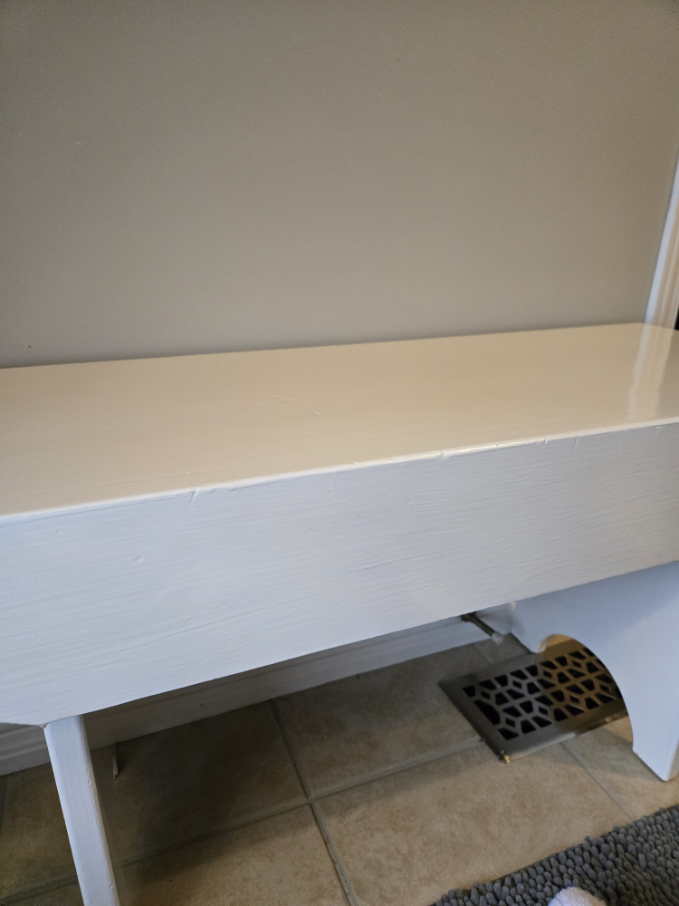 White Wooden Bench with Heart Cutout - photo 3