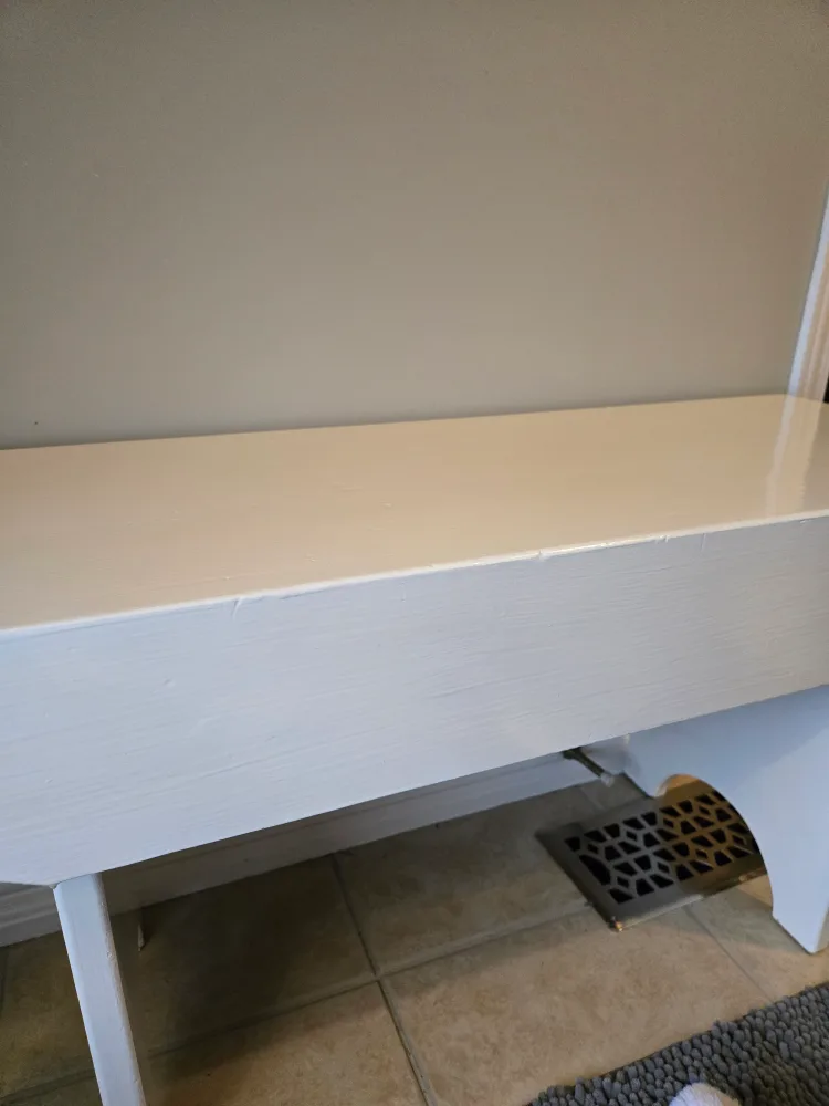 White Wooden Bench with Heart Cutout image indicator(3)