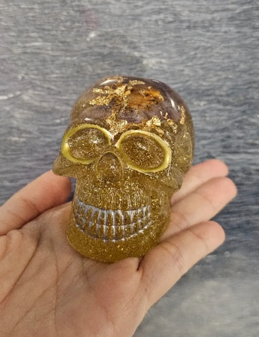 Elegant Golden Resin Skull, crafted with love image indicator(2)