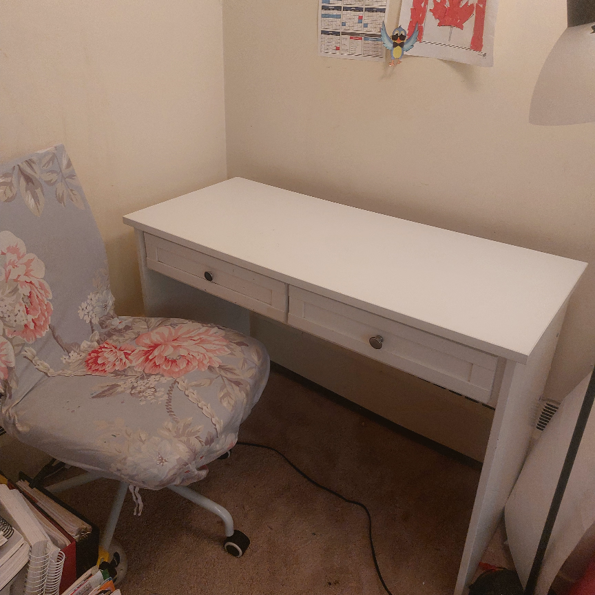 White Desk with Two Drawers