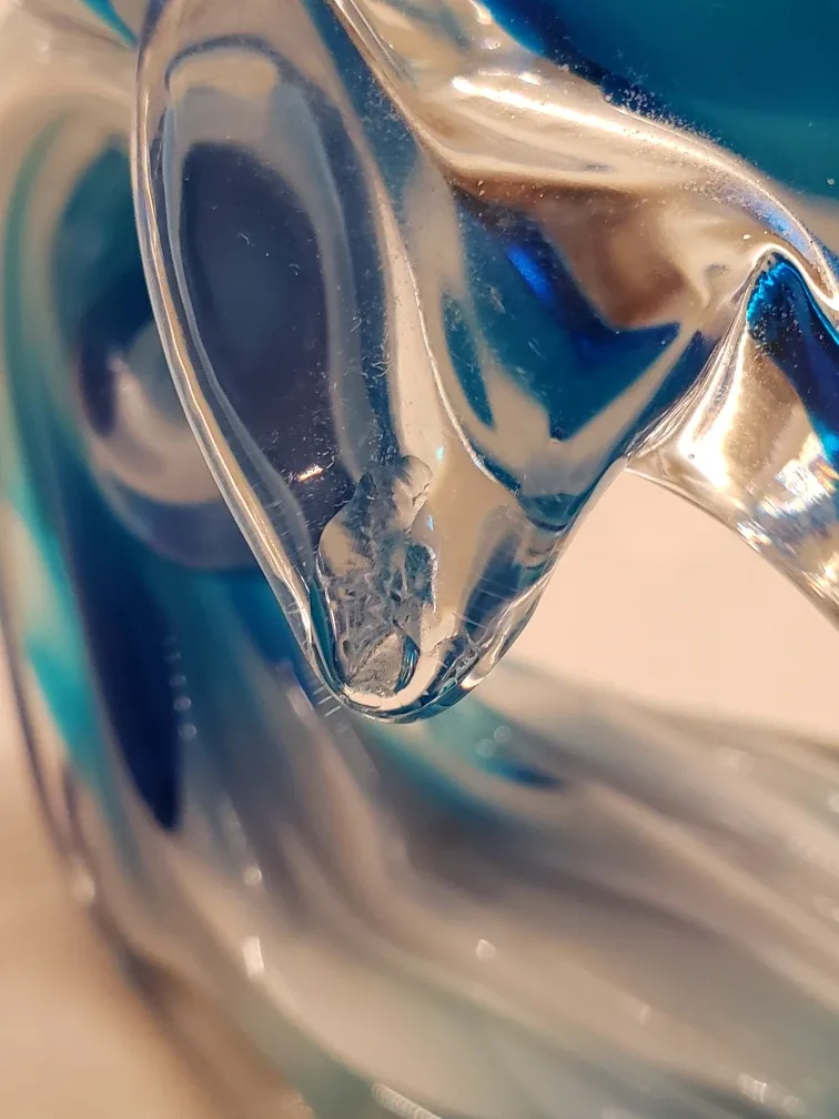 Blue and white glass dolphin on a wave figurine image indicator(8)