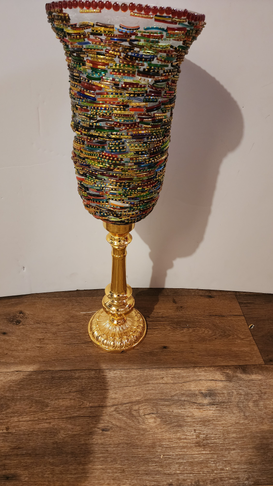 Mosaic Glass Centrepieces with real brass base - photo 3