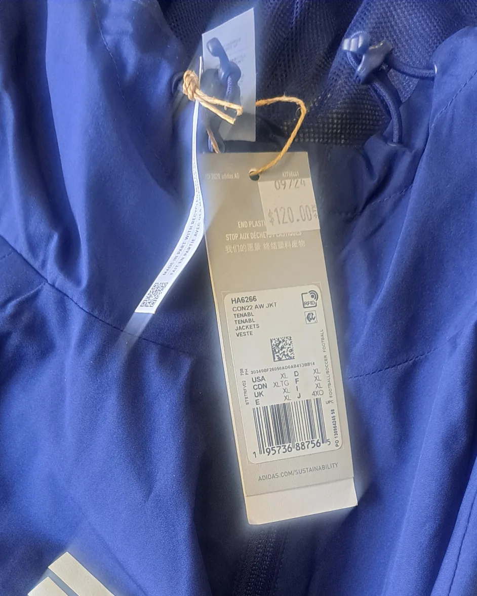 Mens Adidas All Weather Soccer Jacket - size XL image indicator(5)