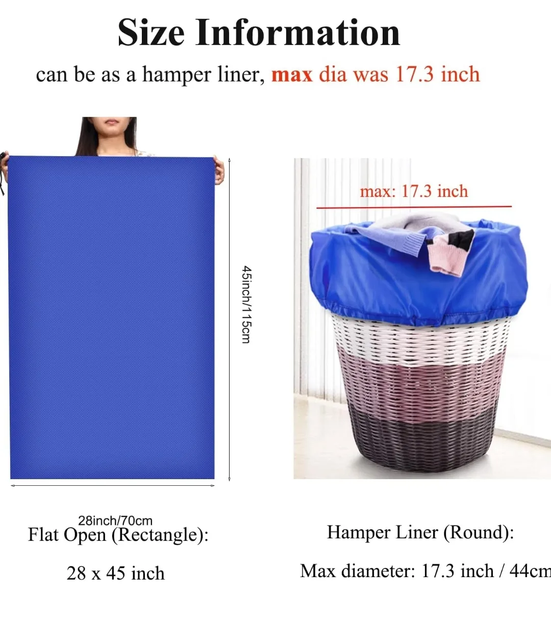 OTraki 2-Pack Heavy-Duty Laundry Bags 28x45in (Blue & Black) image indicator(7)