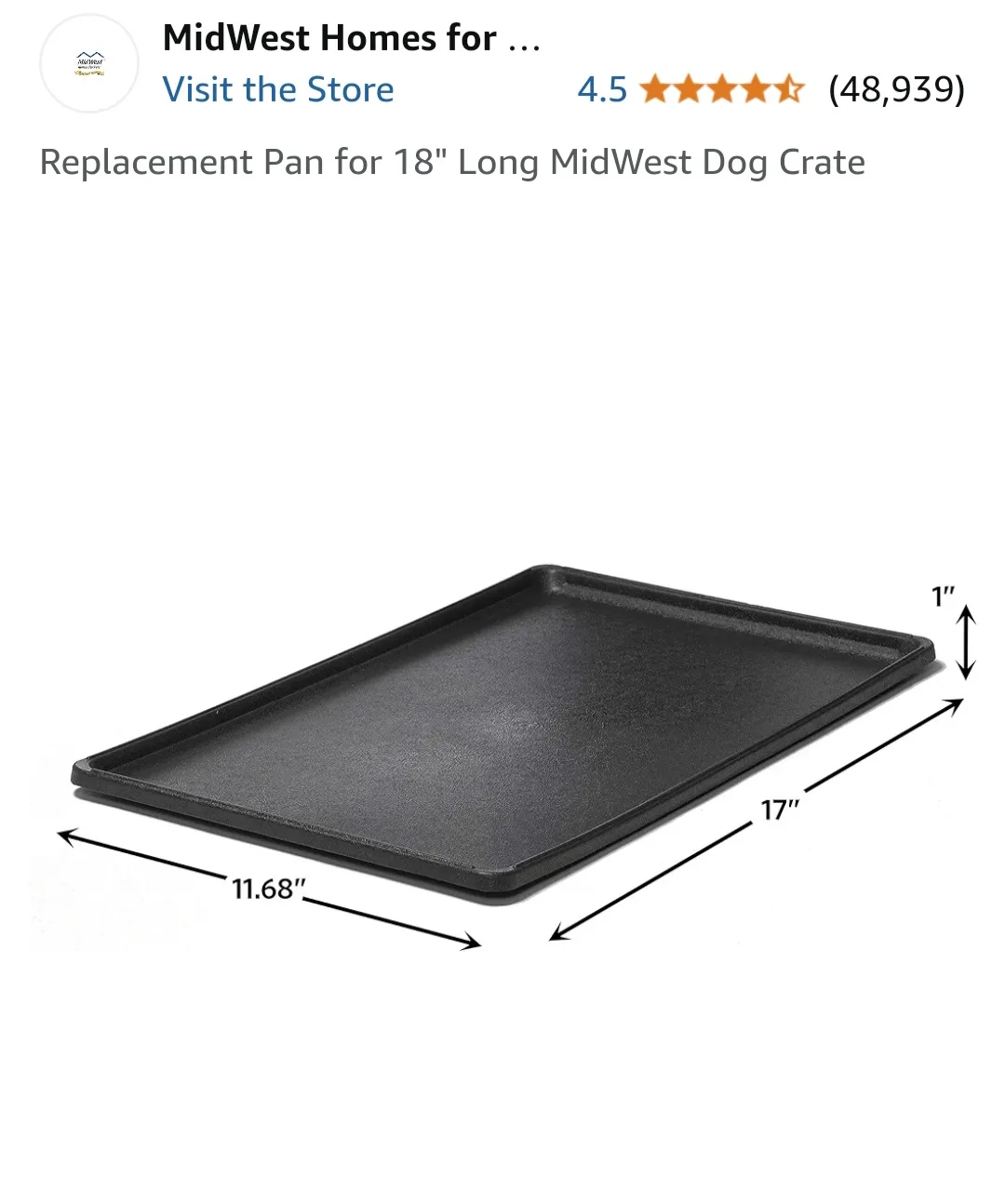 Replacement Pan for 18" Long MidWest Dog Crate image indicator(2)