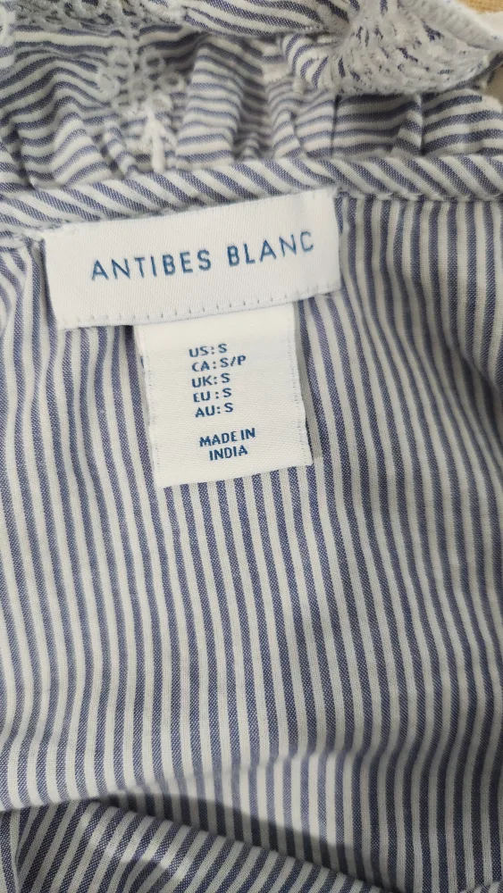 Antibes Blanc Striped Ruffled Shoulder Top image indicator(2)