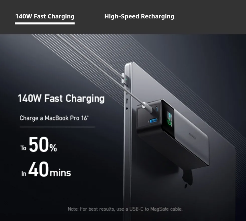 Anker Power Bank, 24,000 mAh Portable Charger  140W image indicator(10)