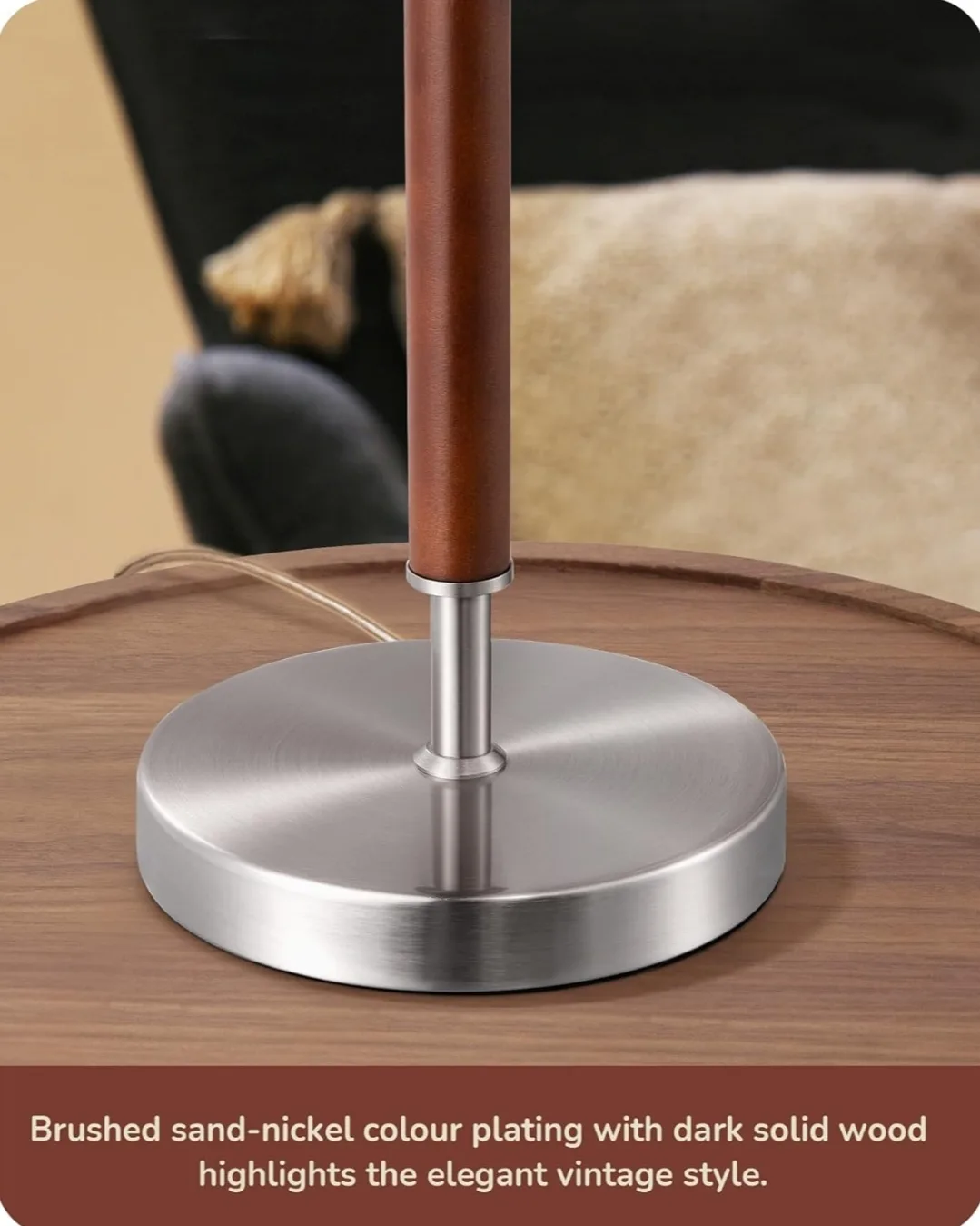 EDISHINE Mid Century Table Lamp, Solid Wood and Metal image indicator(4)