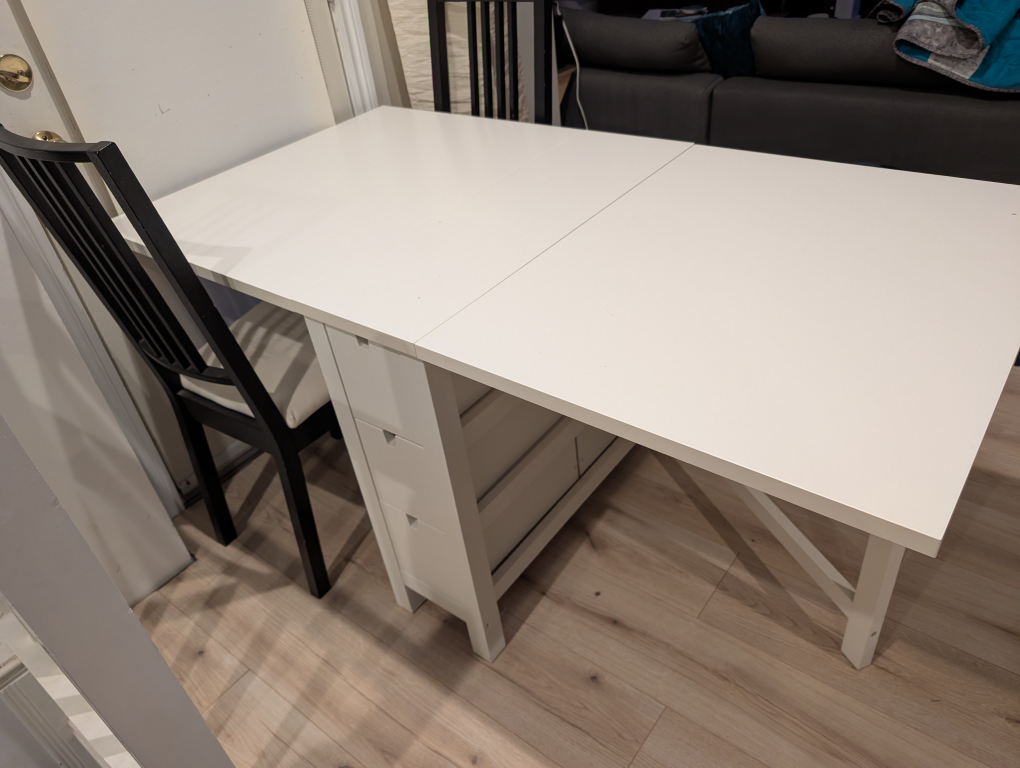 White Foldable Table with Storage