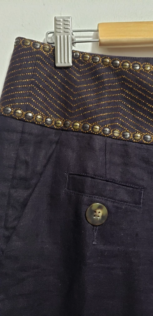 Anthropologie linen 0ants with decorative waist - photo 2