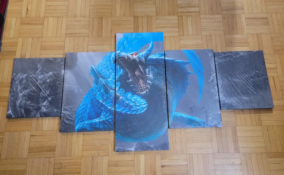 Fantasy Dragon Undersea Canvas Wall Art 50"x24", 5 pcs image indicator(2)