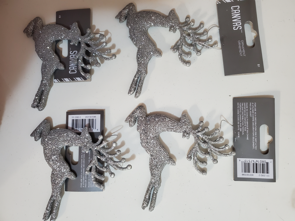Bundled lot of Silver/Clear Themed Deer Ornaments - photo 2