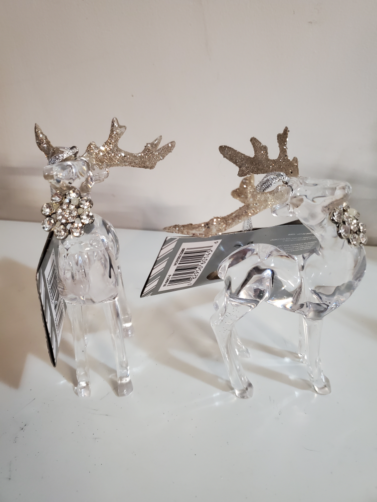 Bundled lot of Silver/Clear Themed Deer Ornaments - photo 3