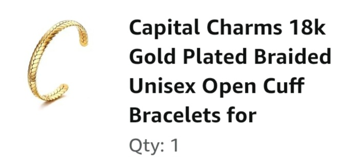 Capital Charms 18k Gold Plated Braided Unisex Open Cuff Bracelet - photo 2