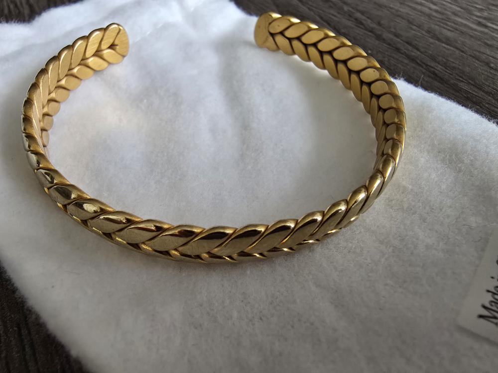 Capital Charms 18k Gold Plated Braided Unisex Open Cuff Bracelet - photo 4