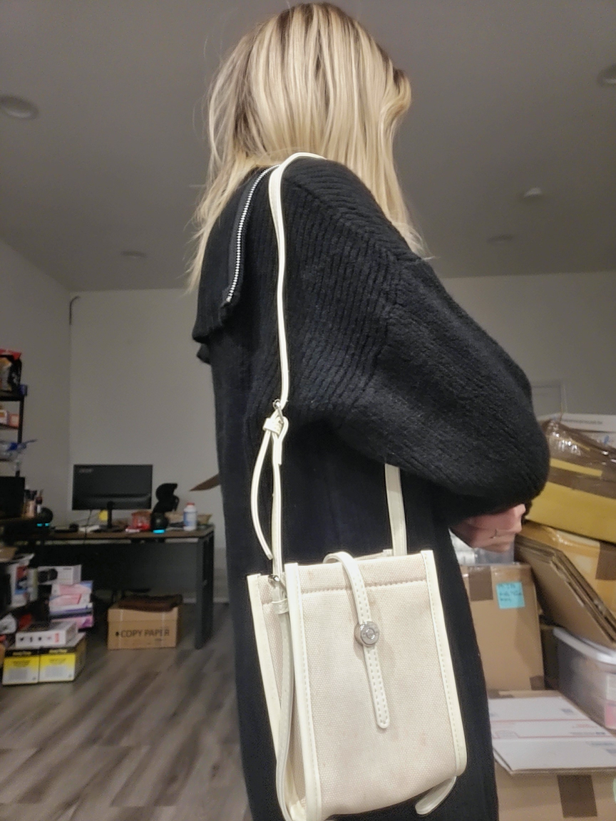 Mini Cream Canvas Crossbody/Shoulder Bag - photo 2