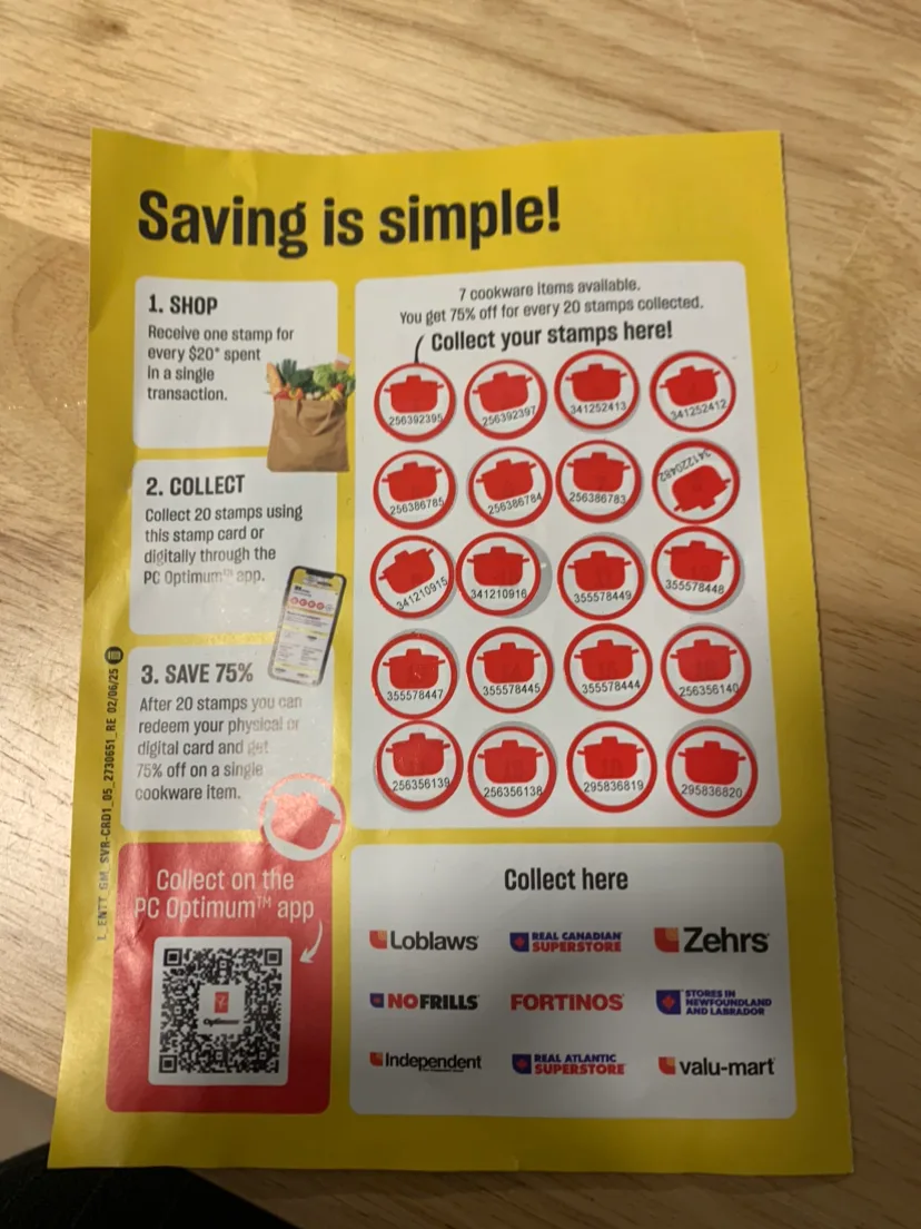 PC Optimum stamp card thumbnail