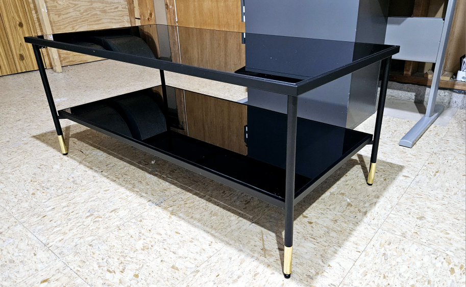 Black Glass Coffee Table with Gold Accents - photo 3