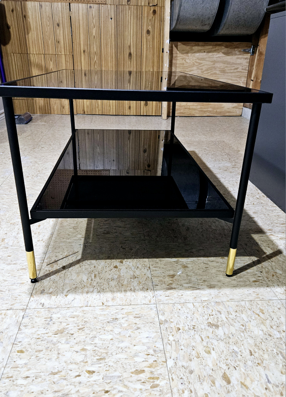 Black Glass Coffee Table with Gold Accents - photo 4